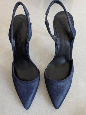 Banana Republic Dyed Calf Hair Pointed Toe Slingback Pumps Navy